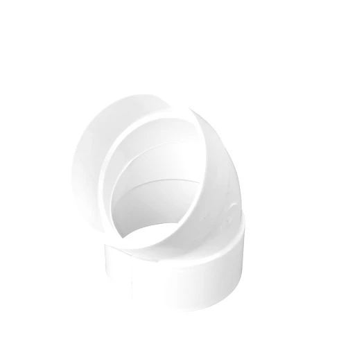 NDS 4P03 PVC 45-Degree Elbow, 4-Inch, for Hub X Hub Solvent-Weld Connections, for Use with 4-Inch Sewer and Drain Pipes, White