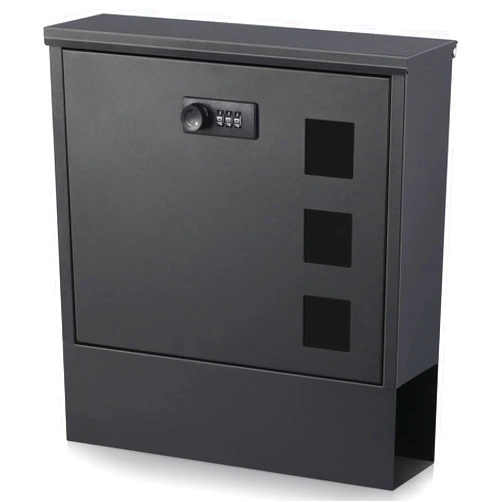 xydled Mailbox with Combination Lock,Large Capacity Wall Mounted Locking Security Mailbox,Large Mail Box with Newspaper Compartment, Black,12.8x11.8x3.3 Inch