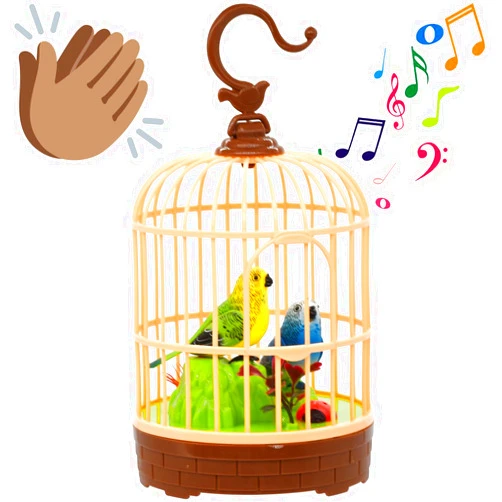 JOCOUNY Mini Voice-Activated Birds Birdcage Toys, Chirping & Wings Fluttering Parrot Animals Toy Gifts for Baby Toddler Kids Children (526B)