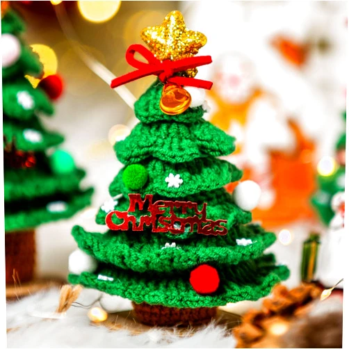 Blavermant Mini Christmas Tree Decorations: 5 inch Handmade Small Xmas Table Centerpieces for Dining Desk Top Indoor Holiday Home Decor