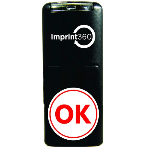 Supply360 AS-IMP2003 Round Stamp OK in Circle, Red Ink, Durable, Light Weight Self-Inking Stamp, 5/8