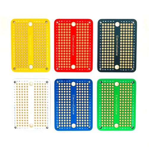 ElectroCookie Mini PCB Prototype Board Solderable Breadboard for DIY Electronics, Compatible for Mini Arduino Soldering Projects, Gold-Plated (6 Pack, Multicolor)