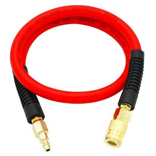 YOTOO Hybrid Lead-in Air Hose 3/8-Inch by 3-Feet 300 PSI Heavy Duty, Lightweight, Kink Resistant, All-Weather Flexibility with Bend Restrictors, 1/4