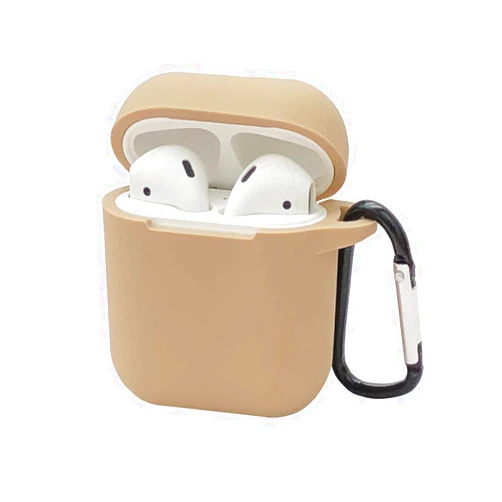 CrCrYBL AirPods Case,with Keychain Easy Outdoors,HappyCover Thicken Shockproof 360° Protective Silicone Cover Skin with Integrated Dust Plug Compatible for Airpods Charging Case 2 & 1 (Milk Tea)