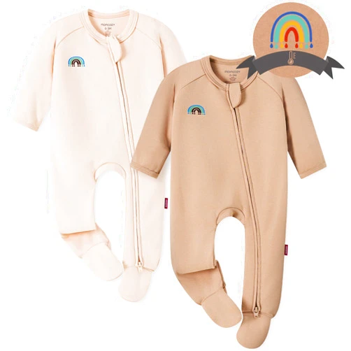 Momcozy Boy Girl Baby Pajamas Onesie, 0-24 M Temp-Sensing 2-Way Zipper Cotton & Viscose Derived from Bamboo Newborn Sleepers