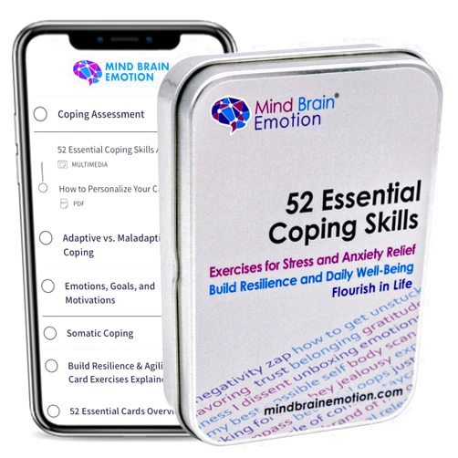 Mind Brain Emotion 52 Essential Coping Skills Cards - Self Care Exercises for Stress and Social Anxiety Relief - Resilience, Emotional Agility, Confidence Therapy Games for Teens, Adults by Harvard Educator