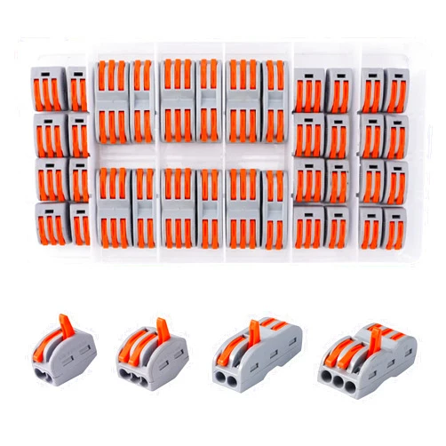Aigreat Compact Splicing Wire Connectors Assortment Pack Connector Kit， Lever Connectors Nuts Electrical Connectors Wire Terminals ，Reusable 2/3/4/5 Port、 2 and 3 Circuit Inline Splices for 28-12 AWG