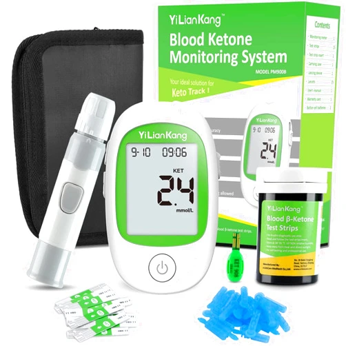 YiLianKang Blood Ketone Meter and 15 Blood Ketone Test Strips and 15 Lancets, Ketone Monitor Kit For Ketogenic Diet, Keto Test Check Ketosis, 5 Second Fast Get Results