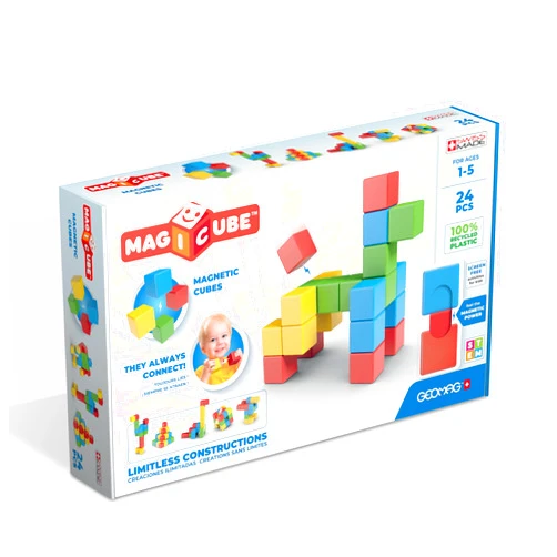 GEOMAG Magnet Blocks, Plastic Toy Magnets for Kids, Ideal for Indoor Recess Games for Classroom, Magnetic Blocks for Kids Ages 1-3, Large Magnetic Blocks for Kids Ages 4-8, With Safe Magnetics Design.