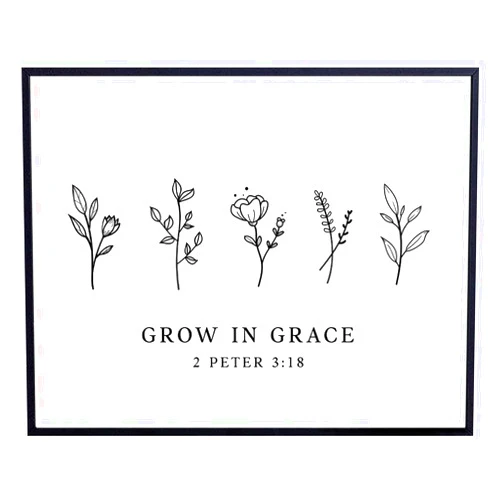YELLOWBIRD ART & DESIGN Bible Verse Farmhouse Wall Art - Botanical Wall Decor Christian Gifts for Women - Religious Bible Verses Scripture Wall Decor - Psalm, Prayer, Blessing, Faith Boho-chic Line art - God, Jesus Poster