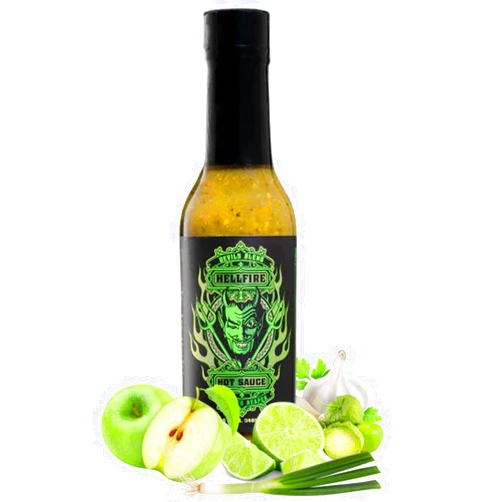 Hellfire Hot Sauce Devil’s Blend - Fire-Roasted Carolina Reaper Salsa Verde Gourmet Hot Sauce, Featured on Hot Ones TV Show, 5 oz.