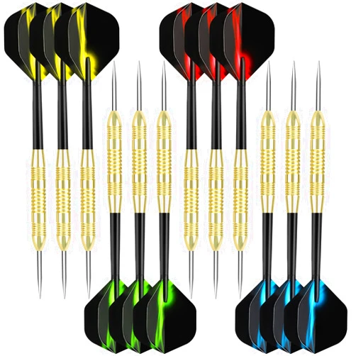 Accmor 12 Pack Steel Tip Darts,24G Professional Metal Darts Set for Dartboard