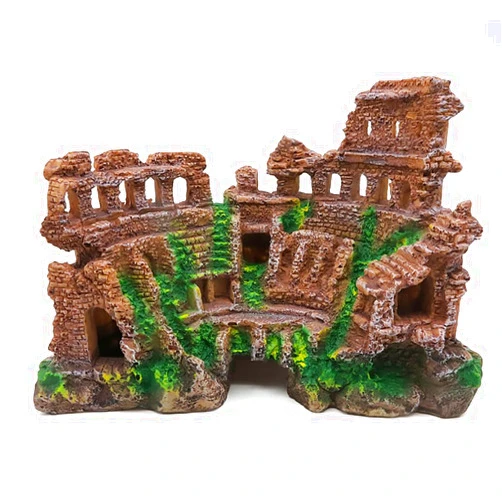 BCSIUHD Aquarium Ornament - Resin Antique Roman Column Ruins European Castle Aquarium Decorations Fish and Shrimp Hiding habitats（Brown）