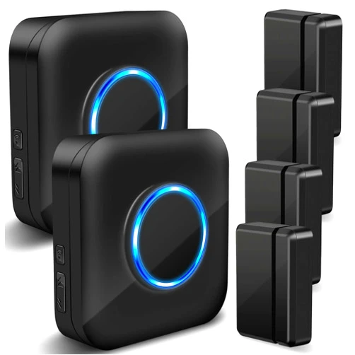 Bistee Door Chime Bistee Wireless Door Alarm Contact Sensor Door Open Bell 600 FT Range with 58 Chimes 5 Volume Levels LED Indicator for Business/Home/Office/Stores