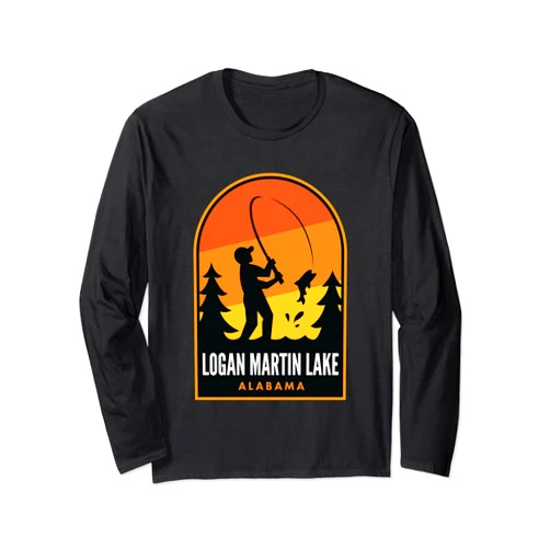 Logan Martin Lake AL Fishing Merch Logan Martin Lake Alabama Fishing Long Sleeve T-Shirt