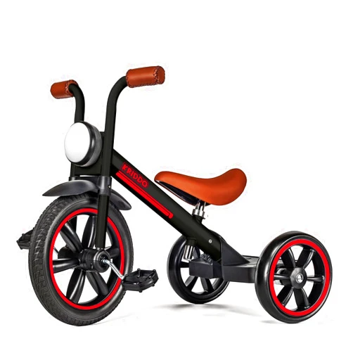 KRIDDO Kids Tricycle, 12 Inch Puncture Free Wheel w Front Light, Adjustable Seat Height, Gift for 2-5 Year Olds, Trike for Toddlers, Black