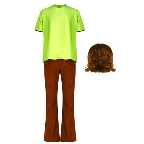 LILLIWEEN Mens Classic Movie Costume Shirt Pants Set with Wig Adult Halloween Cosplay Outfits Fancy Dress Suit