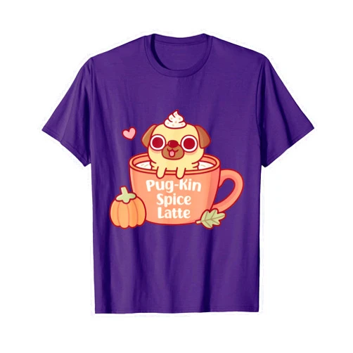 Pug Pugkin Pumpkin Spice Latte Halloween Apparel Cute Pug Pugkin Pumpkin Spice Latte Funny Halloween Girl Kid T-Shirt
