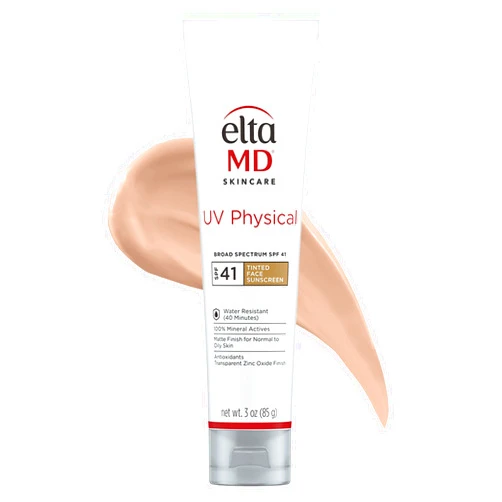 EltaMD UV Physical Tinted Sunscreen for Face, SPF 41 Tinted Sunscreen, 100% Mineral Active Sunscreen