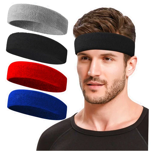 NONSTOP Sweatbands Sports Headband for Men & Women, Moisture Wicking Hairband Athletic Towel Headbands Cotton Head Sweat Bands for Running, Cycling, Yoga, Spa