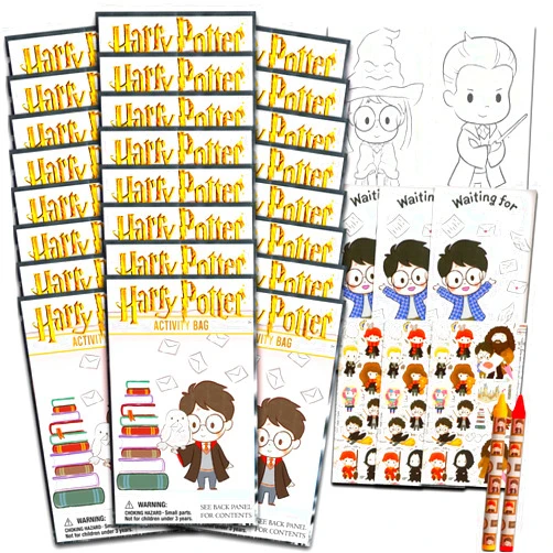 Harry Potter Birthday Party Favors Set - Bundle with 24 Harry Potter Play Packs | Mini Coloring Books, Stickers, and More for Goodie Bags (Hogwarts Party Supplies)