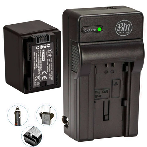 BM Premium BP-727 Battery and Charger for Canon Vixia HFR80, HFR82, HFR800, HFR30, HFR32, HFR300, HFR40, HFR42, HFR400, HFR50, HFR52, HFR500, HFR60, HFR62, HFR600, HFR70, HFR72, HFR700, HFM52, HFM500