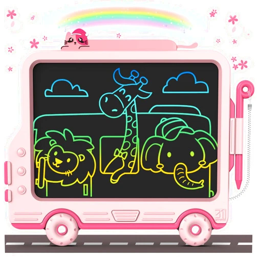 FLUESTON LCD Writing Tablet for Kids Car Shape,Easter Basket Stuffers for Toddler Kids Toys Gifts for 3 4 5 6 7 Year Old Boys Girls Doodle Board Drawing Pad Car Road Trip Travel Essentials