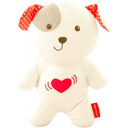 Fisher-Price Baby Toy Calming Vibrations Cuddle Soother, Musical Plush Dog Sound Machine for Developmental Play Newborns Ages 0+ Months