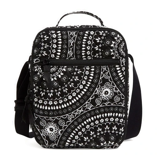 Vera Bradley Women's Cotton Deluxe Lunch Bunch Lunch Bag, Black Bandana Medallion, One Size