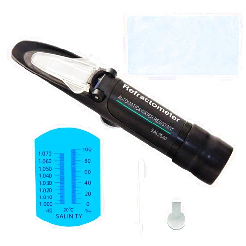 AOAUTO Salinity Refractometer for Seawater Aquarium,High Accuracy Refractometer Saltwater Aquarium with ATC for Marine Monitoring,Saltwater,Fish Tank Dual Scale 0-100 PPT&1.000-1.070