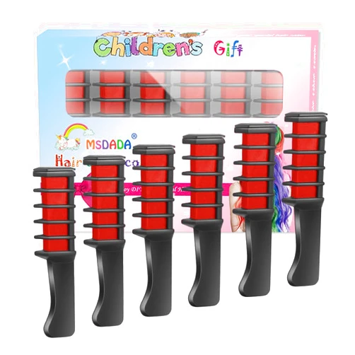 MSDADA New Hair Chalk Comb Temporary Hair Color Dye for Girls Kids with Light Color Hair, Washable Hair Chalk for Girls Age 4 5 6 7 8 9 10 Birthday Cosplay DIY, Christmas, New Year(Red)