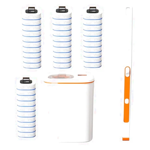 KAHIOE Toilet Brush System with 40 Count Refills, Toilet Holder Bowl Wand Brush Cleaning Kit & Replacement Cleaner Refill Pads (Toilet Cleaning Kit - Orange)