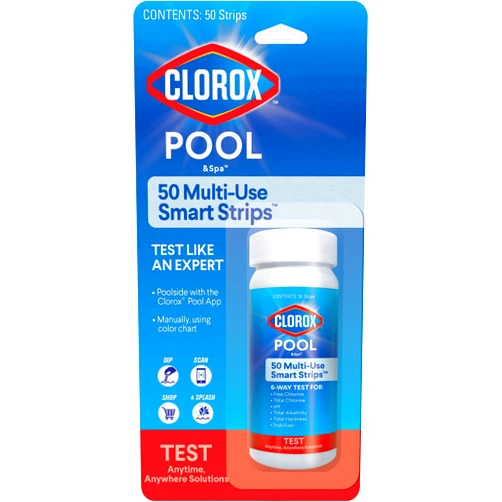 CLOROX POOL & Spa Clorox® Pool&Spa™ Swimming Pool Water Test Strips, Customized Test Results, Compatible with Clorox Pool App, 50 Test Strips (Pack of 1)