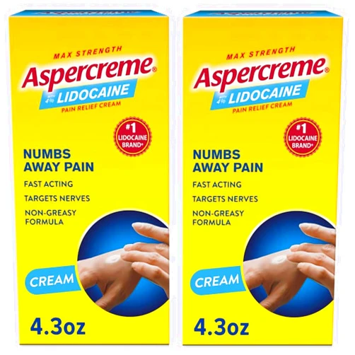 Aspercreme with Lidocaine Maximum Strength Pain Relief Cream, 4.3 Oz (Pack of 2)
