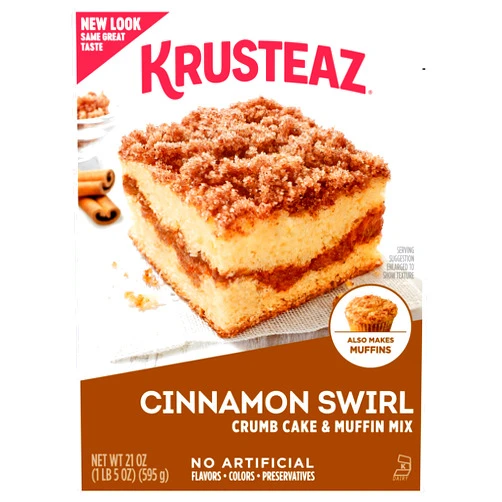 Krusteaz Cinnamon Swirl Crumb Cake and Muffin Mix, 21 oz Box
