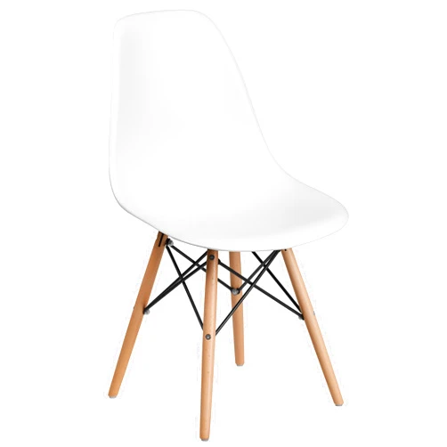 Flash Furniture Elon Series Plastic Modern Dining Chair with Wooden Legs, Mid-Century Modern Accent Chair for Dining Rooms and Offices, White