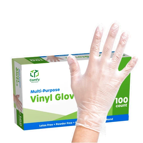 Comfy Package [100 Count Disposable Vinyl Gloves, Powder Free, Latex Free, Clear Gloves for Cooking and cleaning - Medium
