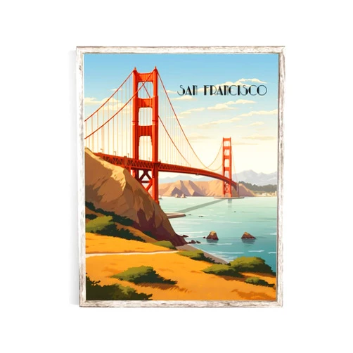 Turnip Designs 8X10 Unframed San Francisco California Retro City Urban Landscape Art Print Poster Illustration Home Decor RC011