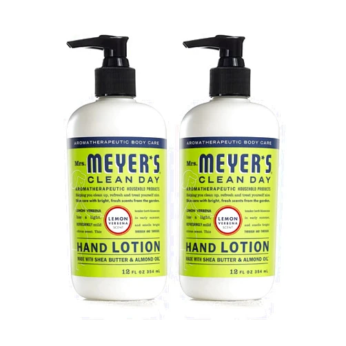 MRS. MEYER'S CLEAN DAY Hand Lotion for Dry Hands, Non-Greasy Moisturizer Made with Essential Oils, Lemon Verbena 12 Fl Oz (Pack of 2)