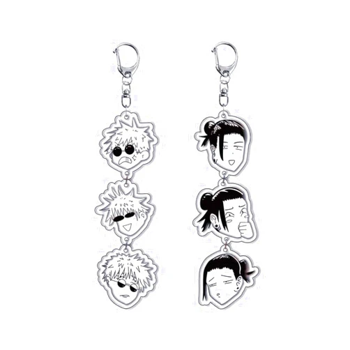 Mamarmot 2 Pcs Anime Goj Satoru Figures Keychain,Japanese Cartoon Cute Figurines Key Chain for Fan Collection Props Gift