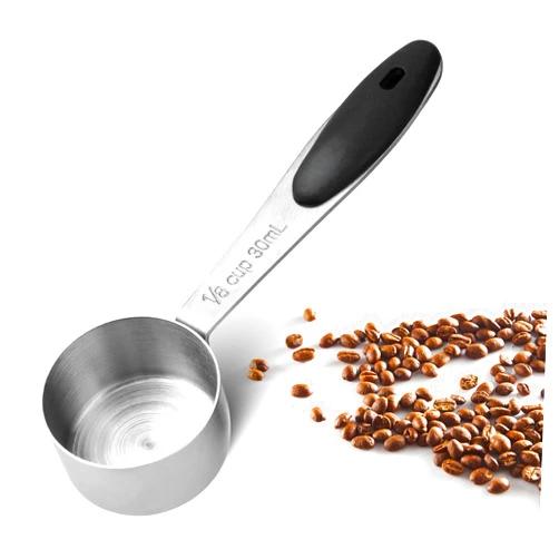 Molain 1/8 Cup (2 Tbsp/30 ml/30 cc/1 oz) Measuring Cup, Stainless Steel Metal Measuring Cups Mini Measuring Scoop with Black Silicone Handle Kitchen Gadgets for Kitchen Baking & Cooking