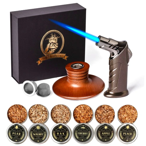 ComboJoy Bourbon Gifts for Men - Cocktail Smoker Kit with Torch and Wood Chips for Whiskey and Bourbon, Old Fashioned Cocktail Kit, Whiskey Gifts, for Dad, Husband and Cocktail Lovers