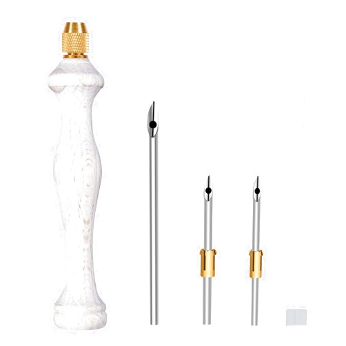 Abvsdu 5 PCS Punch Needle Kit, Punch Needle Starter Kit with Embroidery Hoop, Adjustable Wooden Needle Punch Include Wooden Pen Stick&Pen Sticks&lead Wire for Beginner Embroidery Floss Cross Stitching