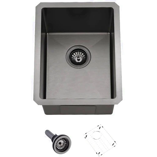 Hovheir 12 Inch Balck Bar Sink Undermount-Hovheir 12x16 Undermount Bar Sink Black Stainless Steel Kitchen Bar Sink Bar Prep Sink Small Kitchen Snk Single Bowl Rv Kitchen Sink with Bottom Grid