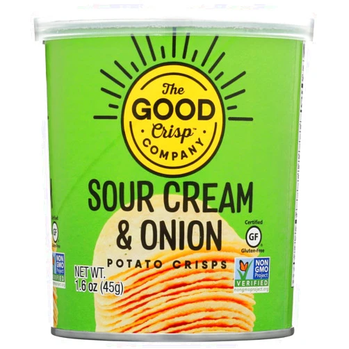 The Good Crisp Company, Good Crisps Minis (Sour Cream and Onion, 1.6 Ounce, Pack of 12) Non-GMO, Allergen Friendly, Potato Chip Snack Pack, Gluten Free Snacks