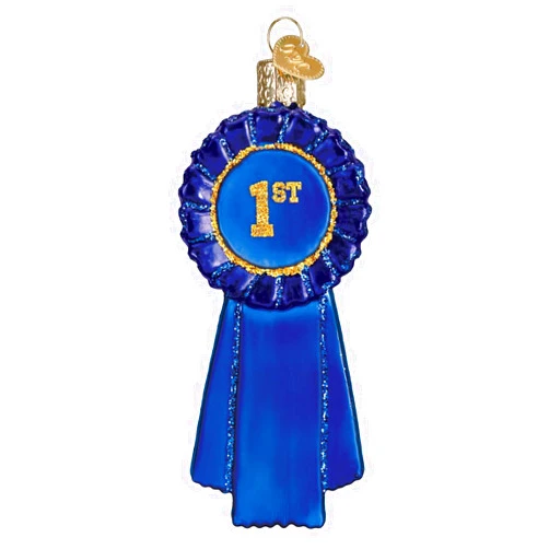 Old World Christmas Blue Ribbon Glass Blown Ornament for Christmas Tree