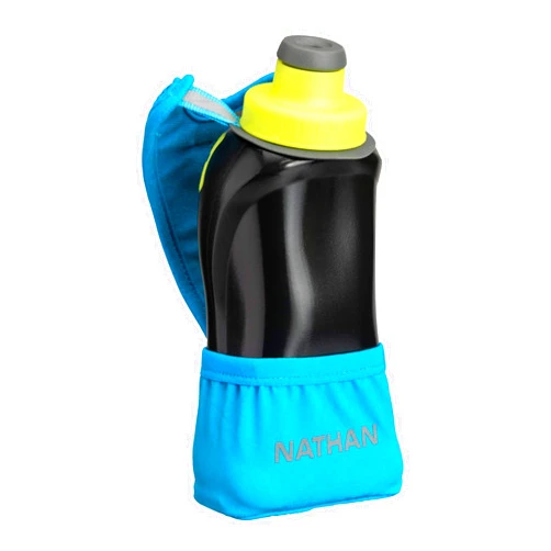 Nathan Running Handheld Water Bottle Adjustable No-Grip. Quick Squeeze Lite Hand Strap. 12oz / 18oz / Insulated. Reflective Hydration Water Bottle.