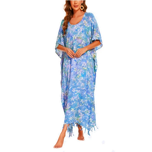 Beautybatik Moss green Women Hand Blocked Batik Rayon Caftan Kaftan Loungewear Maxi Plus Size Long Dress XL to 4X