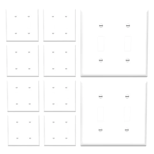ENERLITES - FBA_8812-W-10PCS Toggle Light Switch Wall Plate, Size 2-Gang 4.50