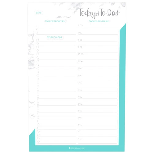 bloom daily planners Undated Daily Timed to-Do List Pad - Tear Off Planning Sheets - 6